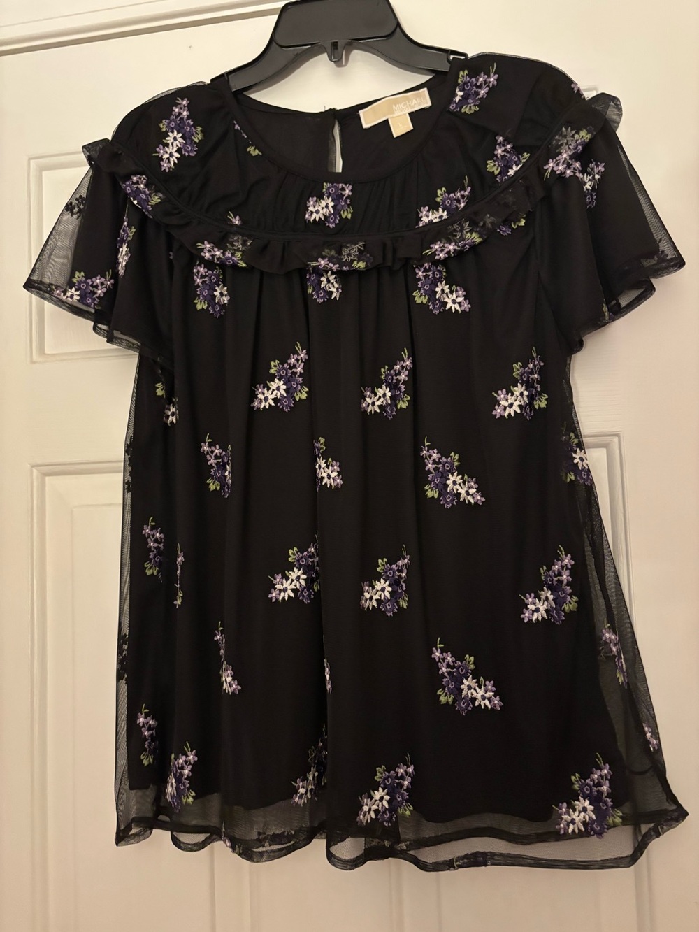 Michael Kors Black Floral Top (Size L)